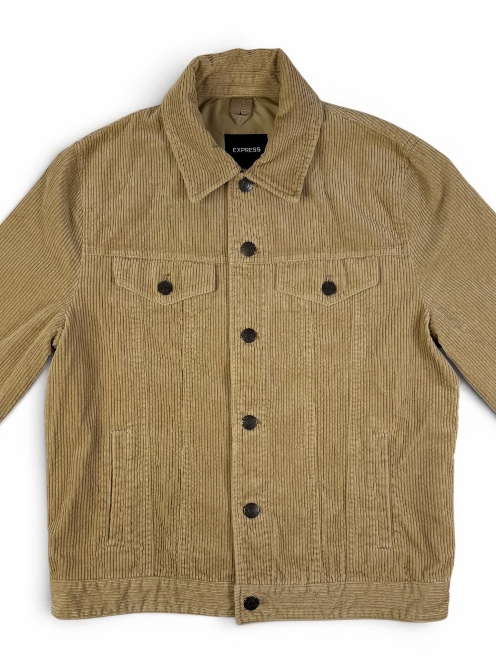 Express Corduroy Trucker Jacket Tan Khaki Lined Men’s Medium Coat